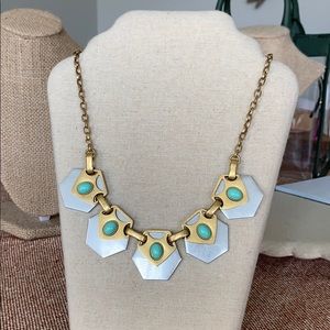 Mixed metal & turquoise statement necklace